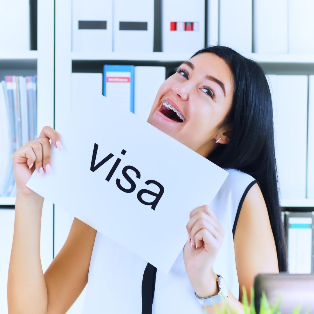 happy girl with visa - widen