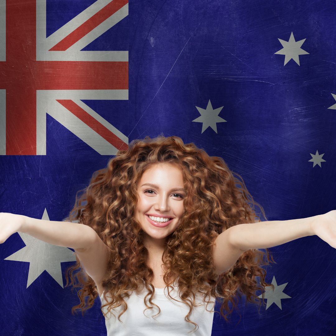 Travel and study in Australia concept with australian flag background-widen